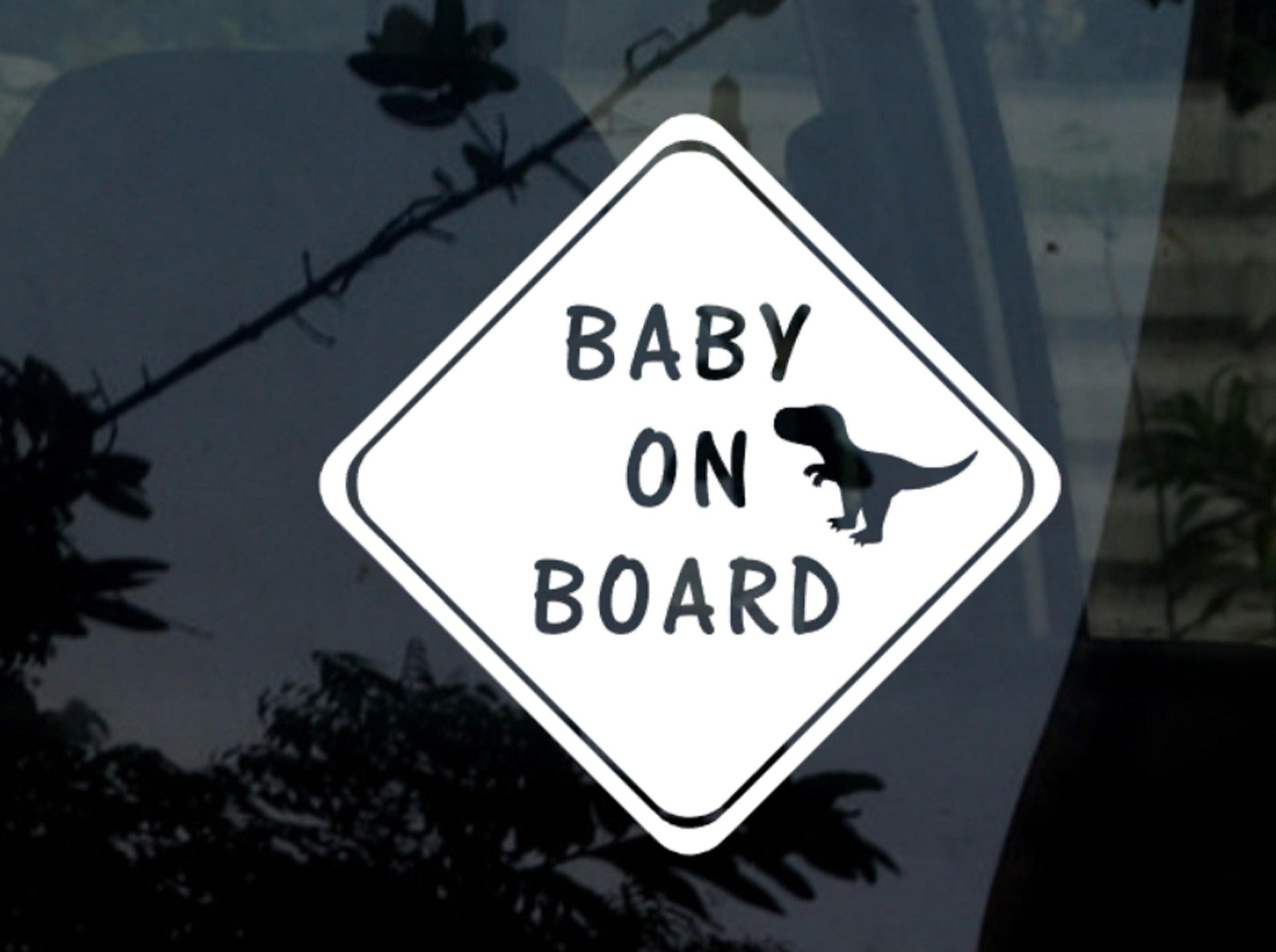 Baby on Board Car Decal / Vinyl Sticker with Dinosaur - My Crafty Dog