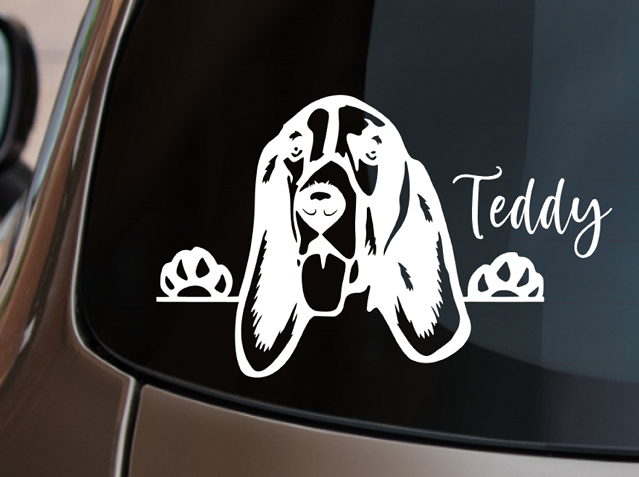 Peeking Basset Hound Car Sticker - My Crafty Dog
