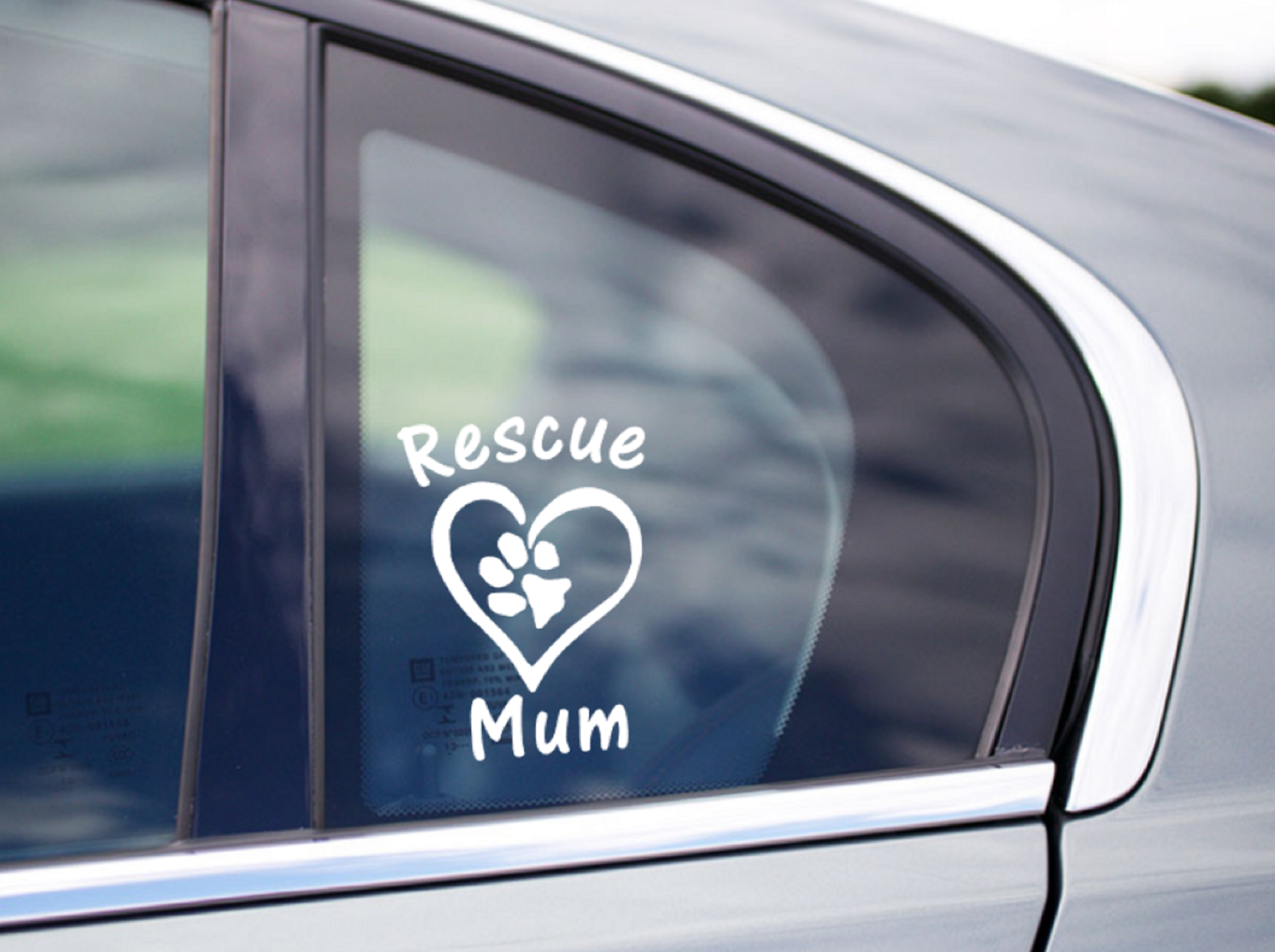 Rescue Mum with Heart and Paw Sticker - My Crafty Dog