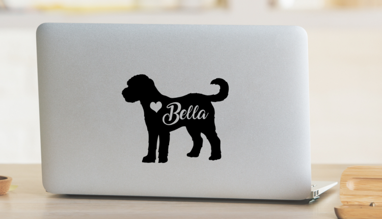 goldendoodle silhoutte laptop sticker vinyl decal oodle mum gift