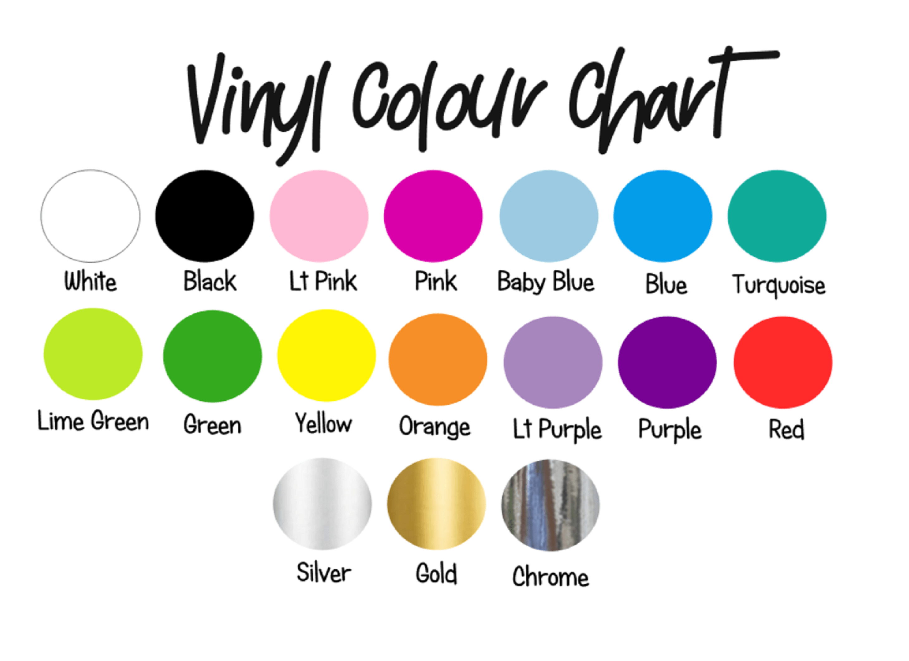 Vinyl colour chart My Crafty Dog