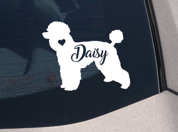 Customized Poodle sticker, high quality poodle car decal with your poodle's name
