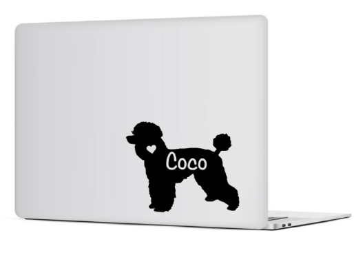 Personalized  poodle silhouette laptop sticker vinyl decal