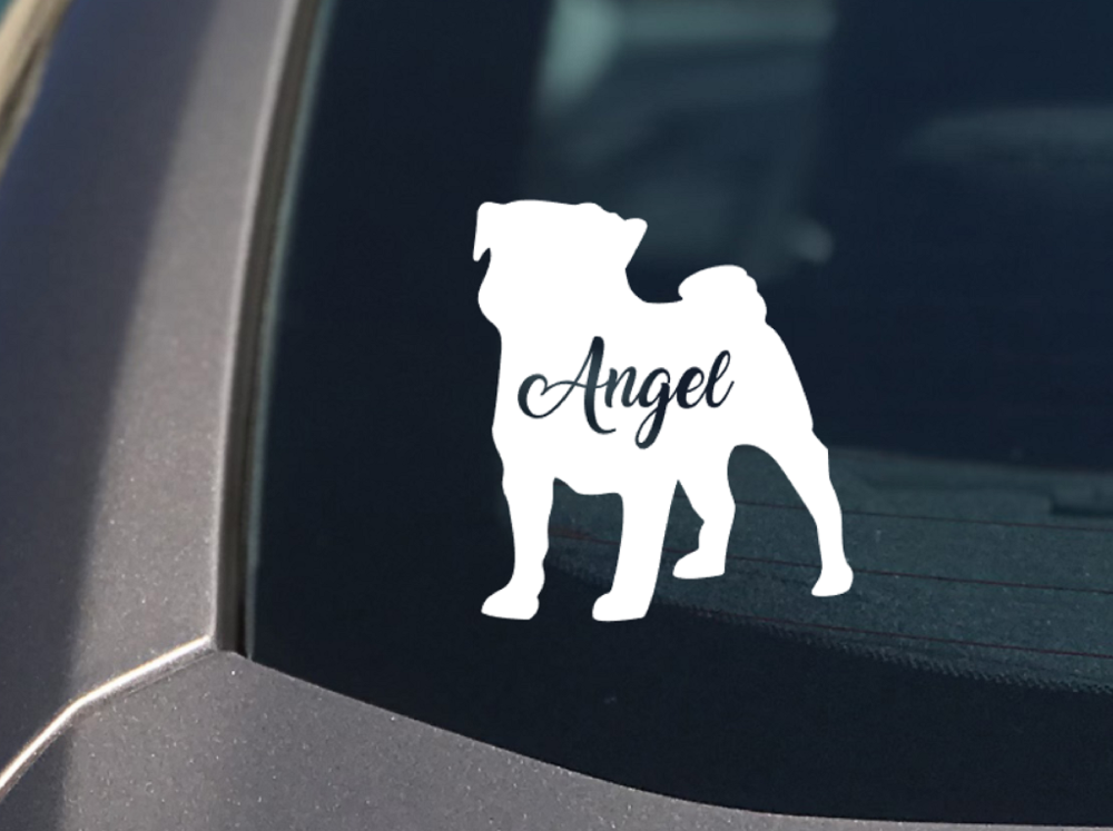 Pug Silhouette Sticker with name