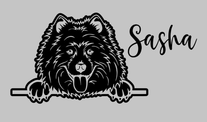 Black Samoyed sticker with custom text 