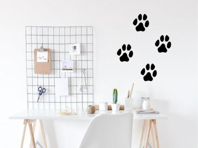 Removable Paw Print Stickers Set of 4 - Indoor Vinyl - My Crafty Dog