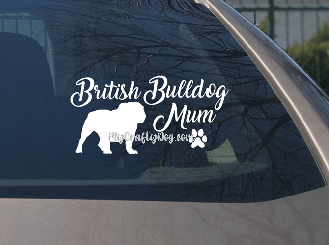 British Bulldog Mum Car decal - My Crafty Dog
