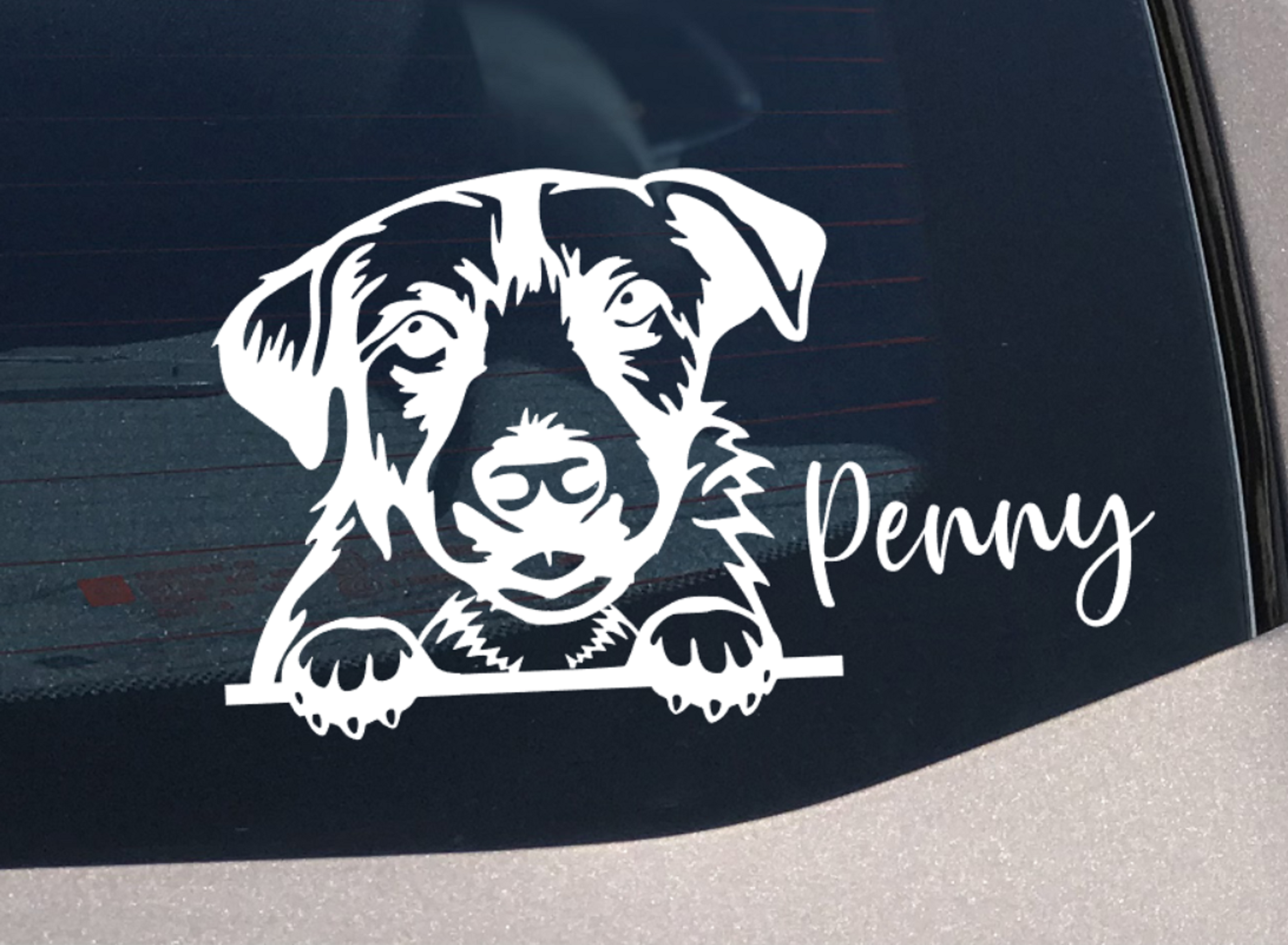 Border Terrier peeking dog sticker