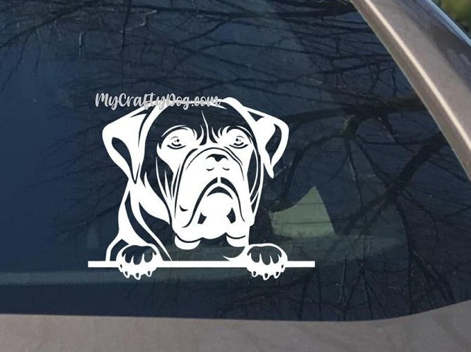 Peeking Bullmastiff Car Sticker Mastiff - My Crafty Dog