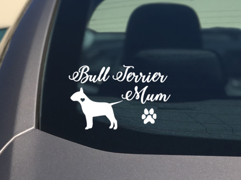 Bull Terrier Mum car sticker vinyl decal