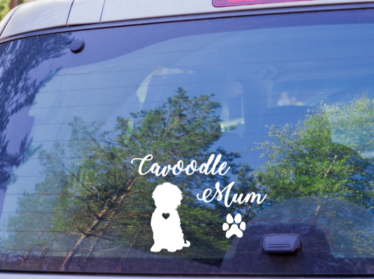 Cavoodle Mum Car sticker. High quality cavoodle decal mom.