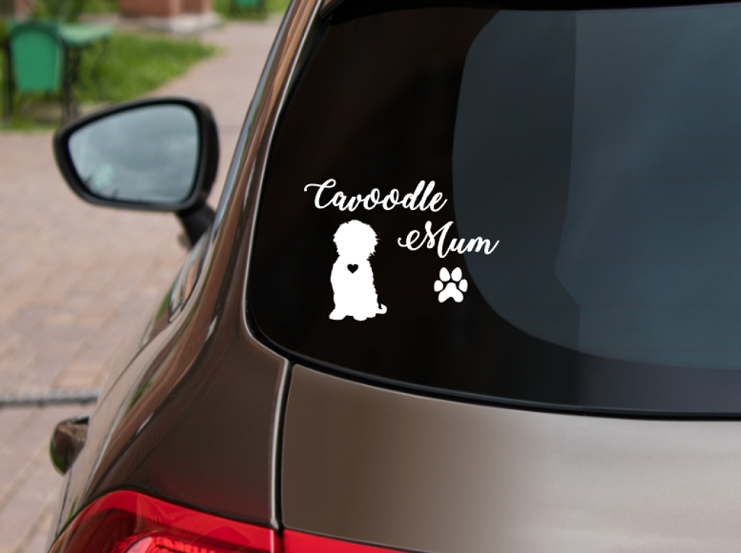 Cavoodle Mum Car sticker. High quality cavoodle decal mom.