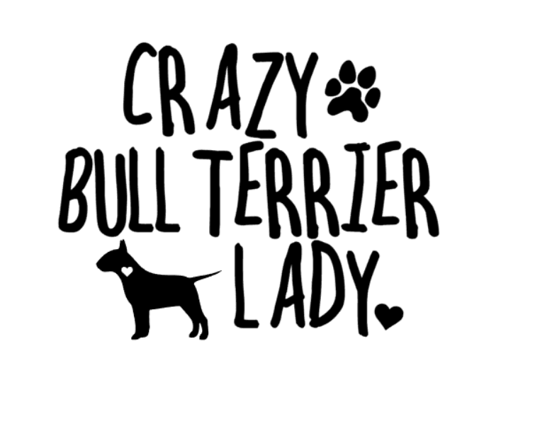 Crazy Bull Terrier Lady Car Sticker - My Crafty Dog