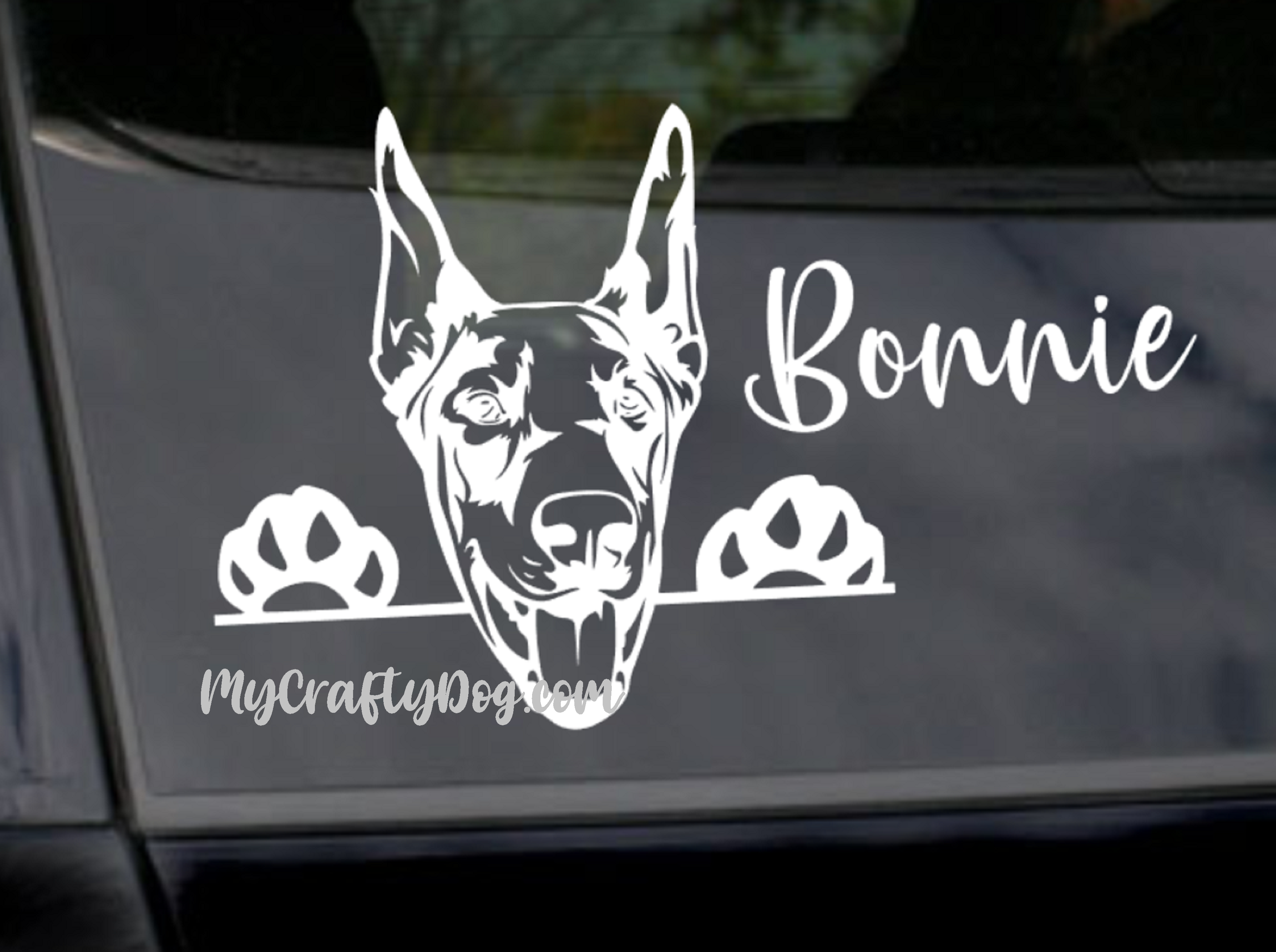 Peeking Doberman Car Sticker - My Crafty Dog
