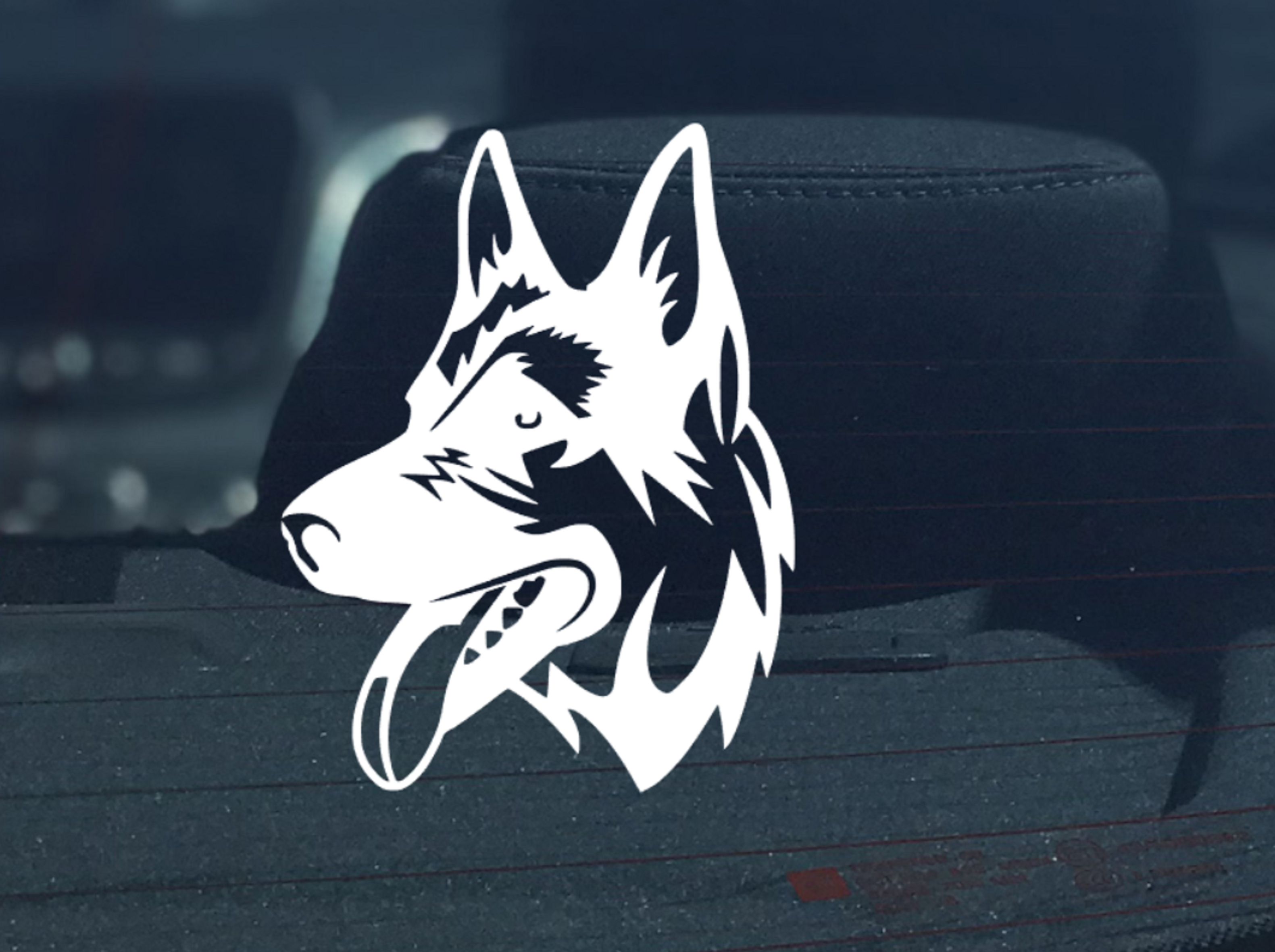 German Shepherd Head Sticker Plain or Add Name/Text - My Crafty Dog