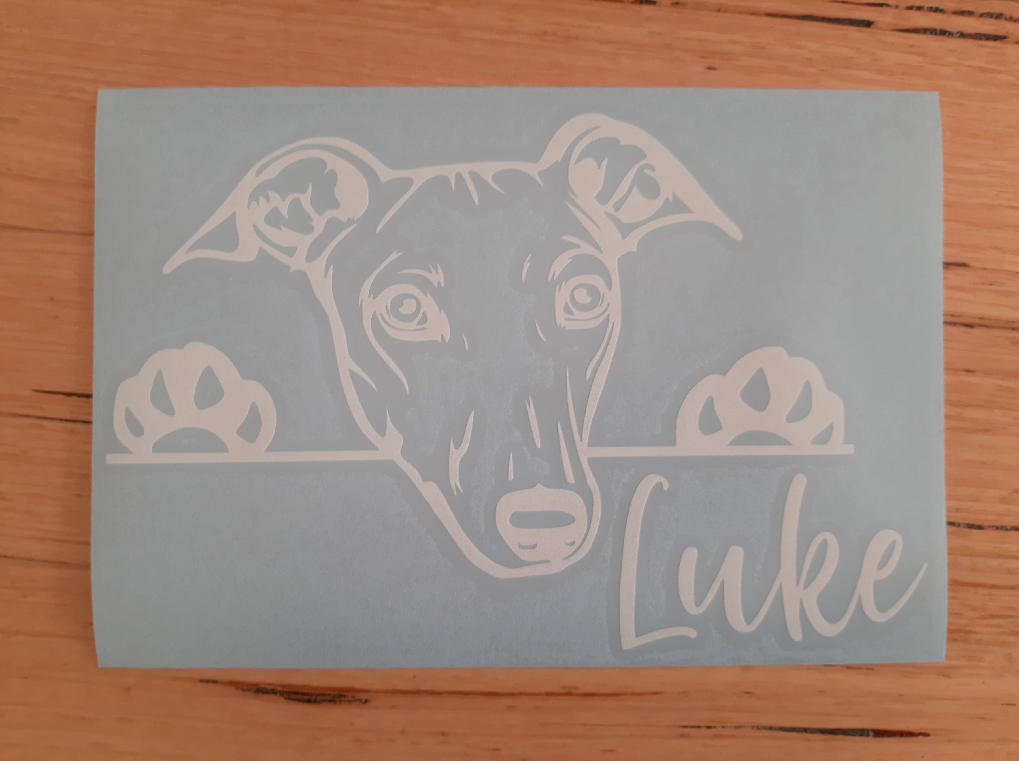 Peeking Greyhound Car Sticker - My Crafty Dog