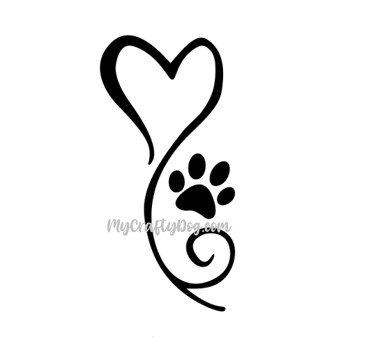 Heart Swirl and Paw Sticker / Car decal - My Crafty Dog