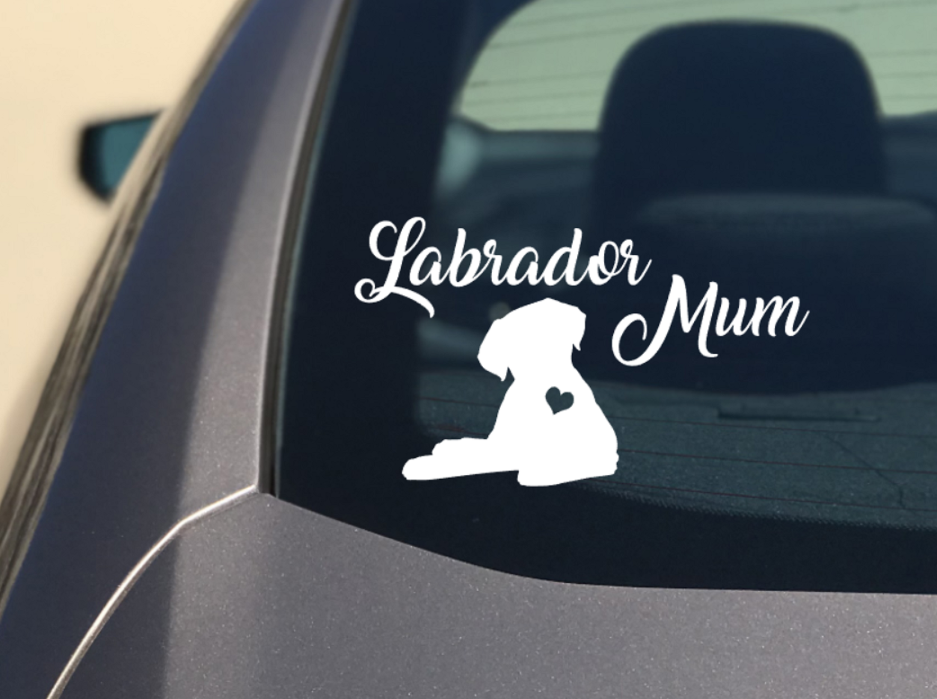 Labrador Mum Puppy Dog Car Sticker with Heart - My Crafty Dog