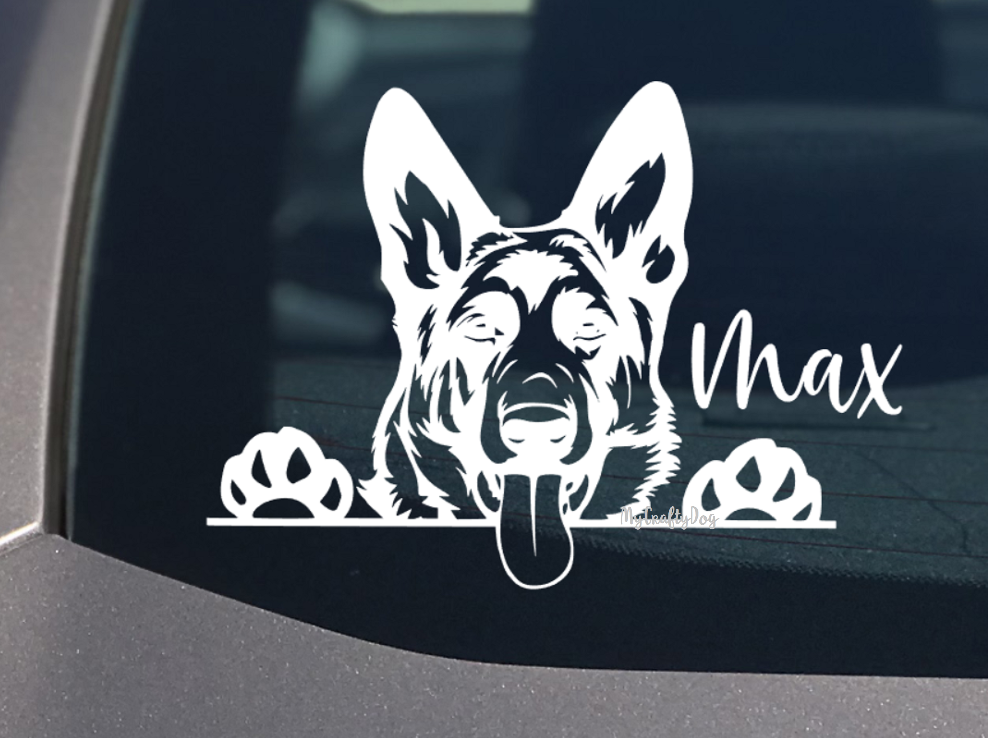 Peeking German Shepherd Car Sticker - My Crafty Dog