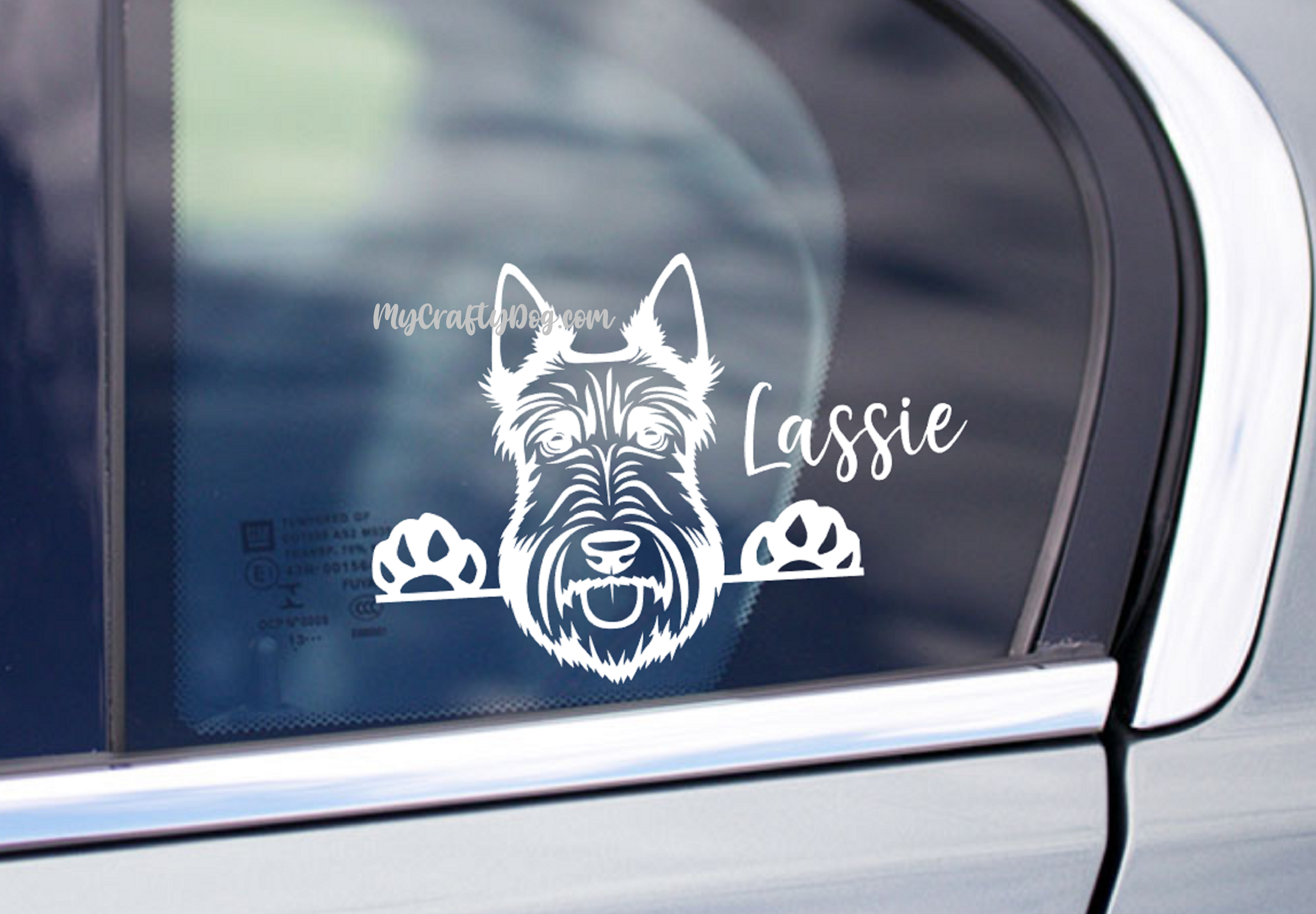 Scottish Terrier Peeking Car Sticker Scottie Dog