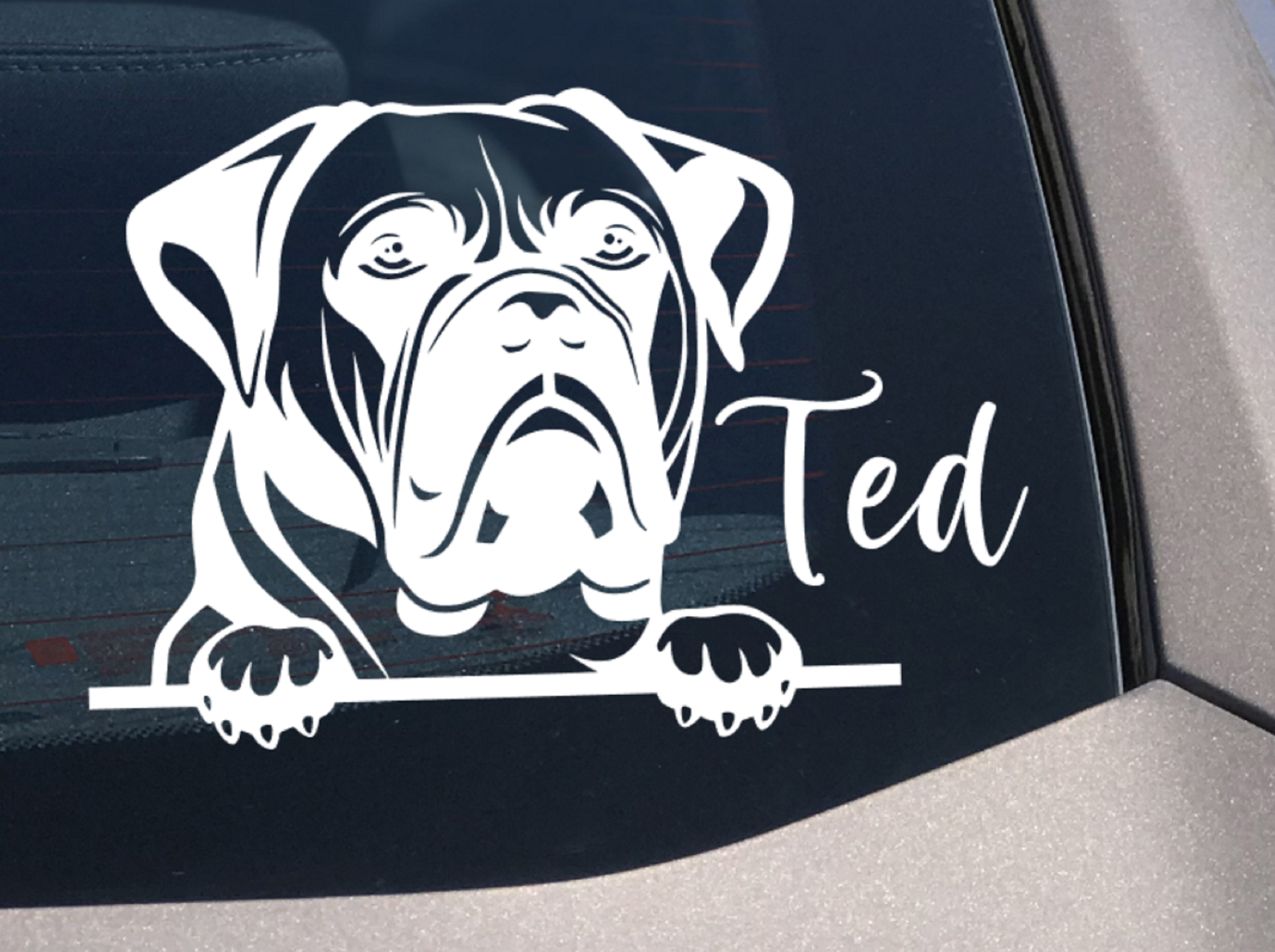 Peeking Bullmastiff Car Sticker Mastiff - My Crafty Dog