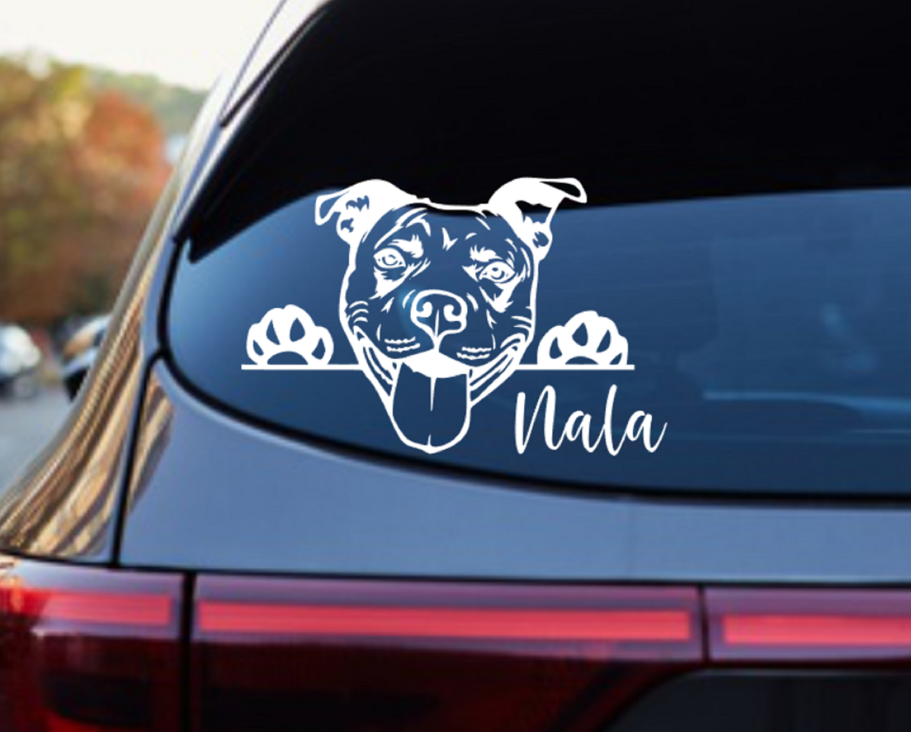 Peeking Pitbull Dog Car Sticker - My Crafty Dog