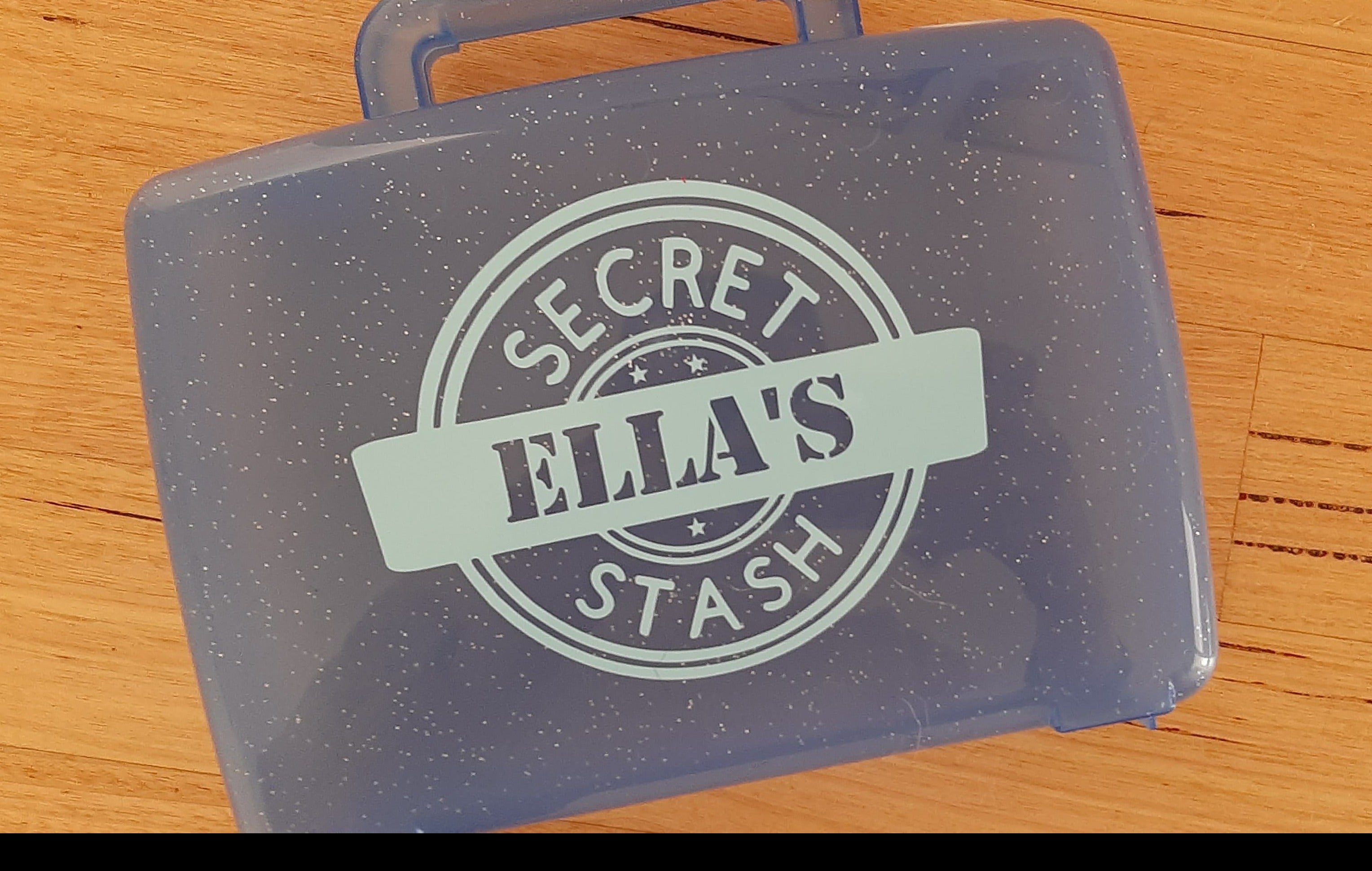Secret Stash Personalized Sticker for Kids Carry Case box