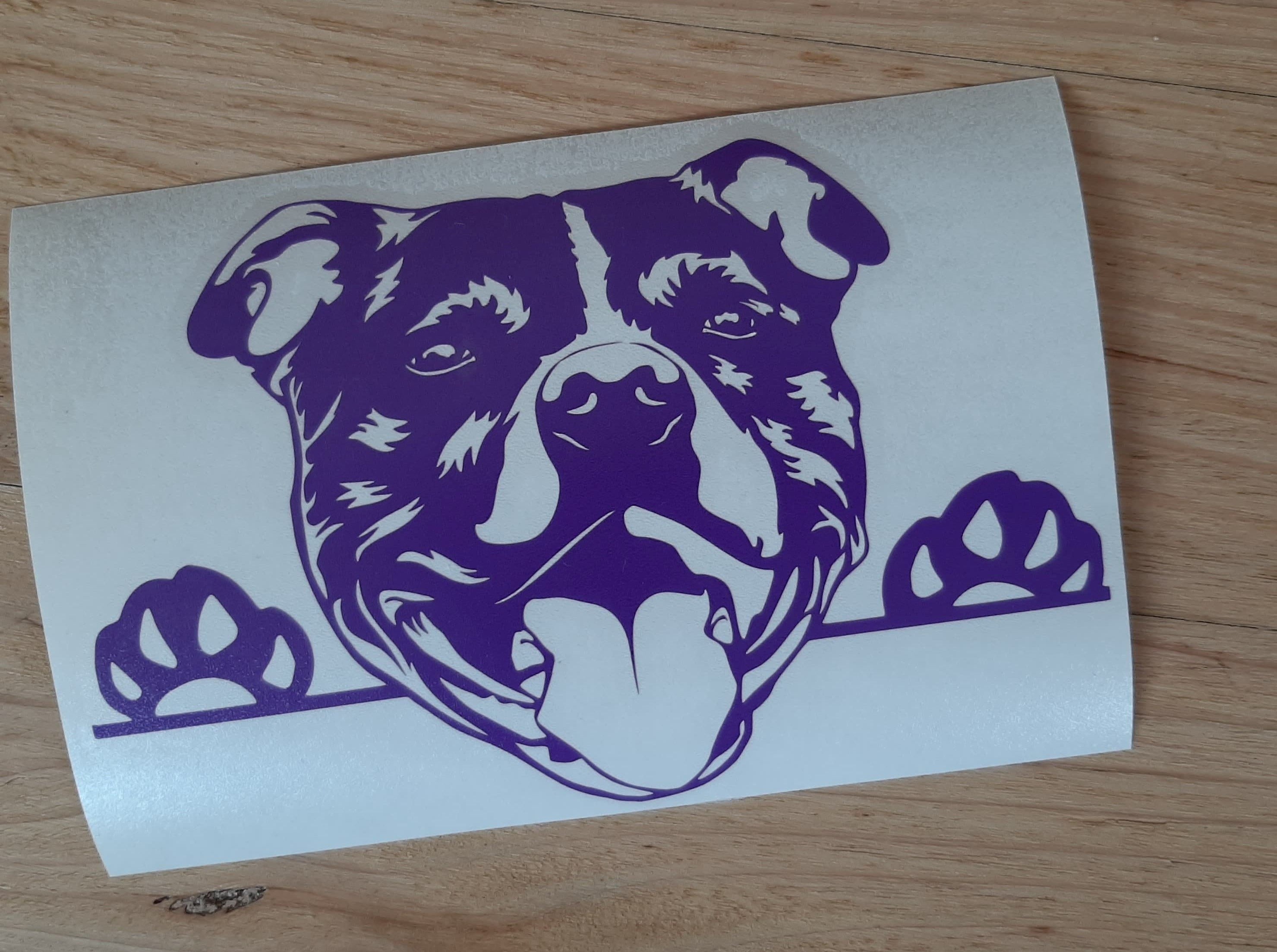 Peeking Staffy Car Sticker. Staffordshire Bull Terrier Decal - My Crafty Dog