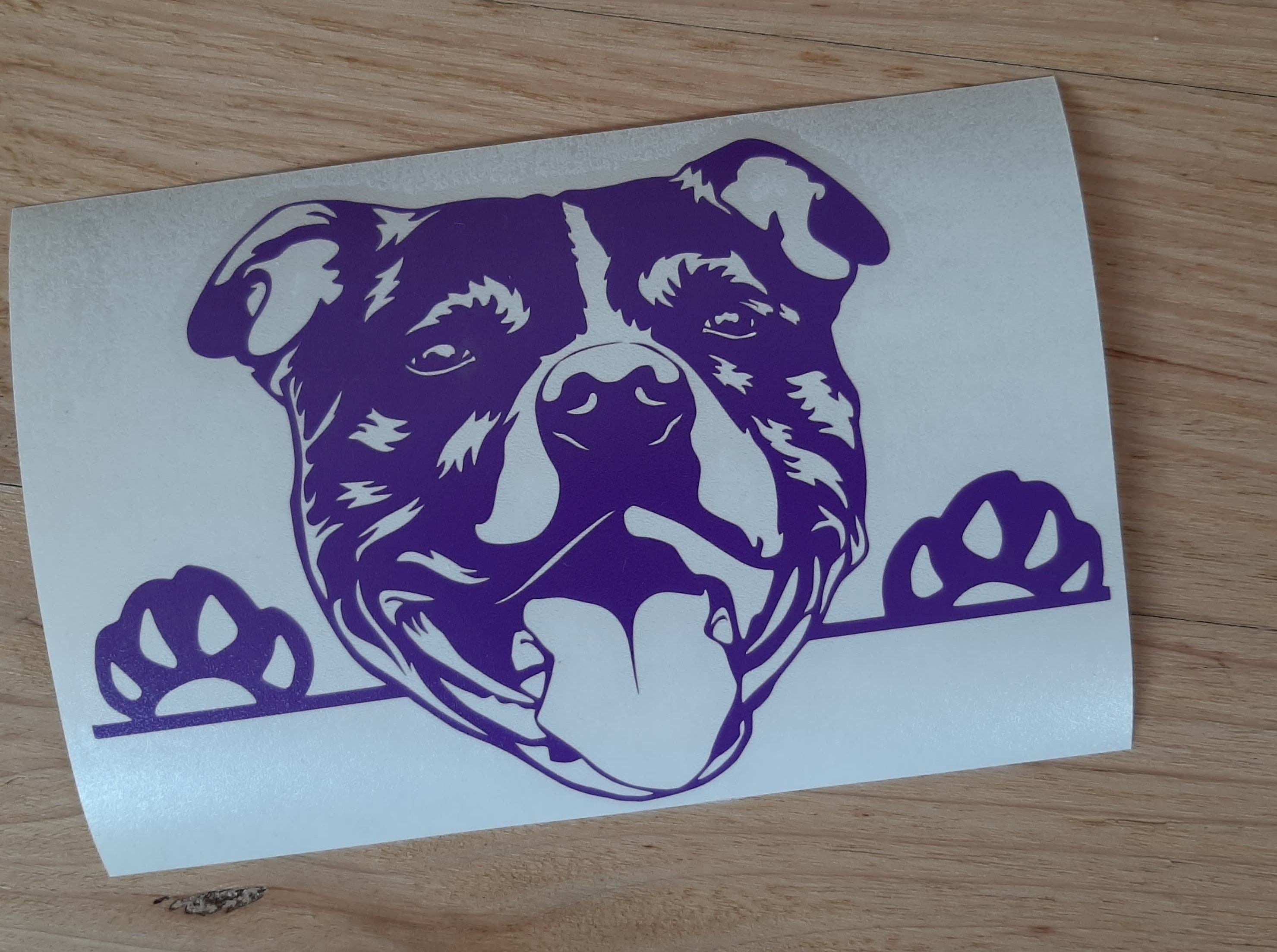 Staf Sticker Staffy Car Sticker. Peeking dog Staffordshire Bull Terrier Decal – My ...