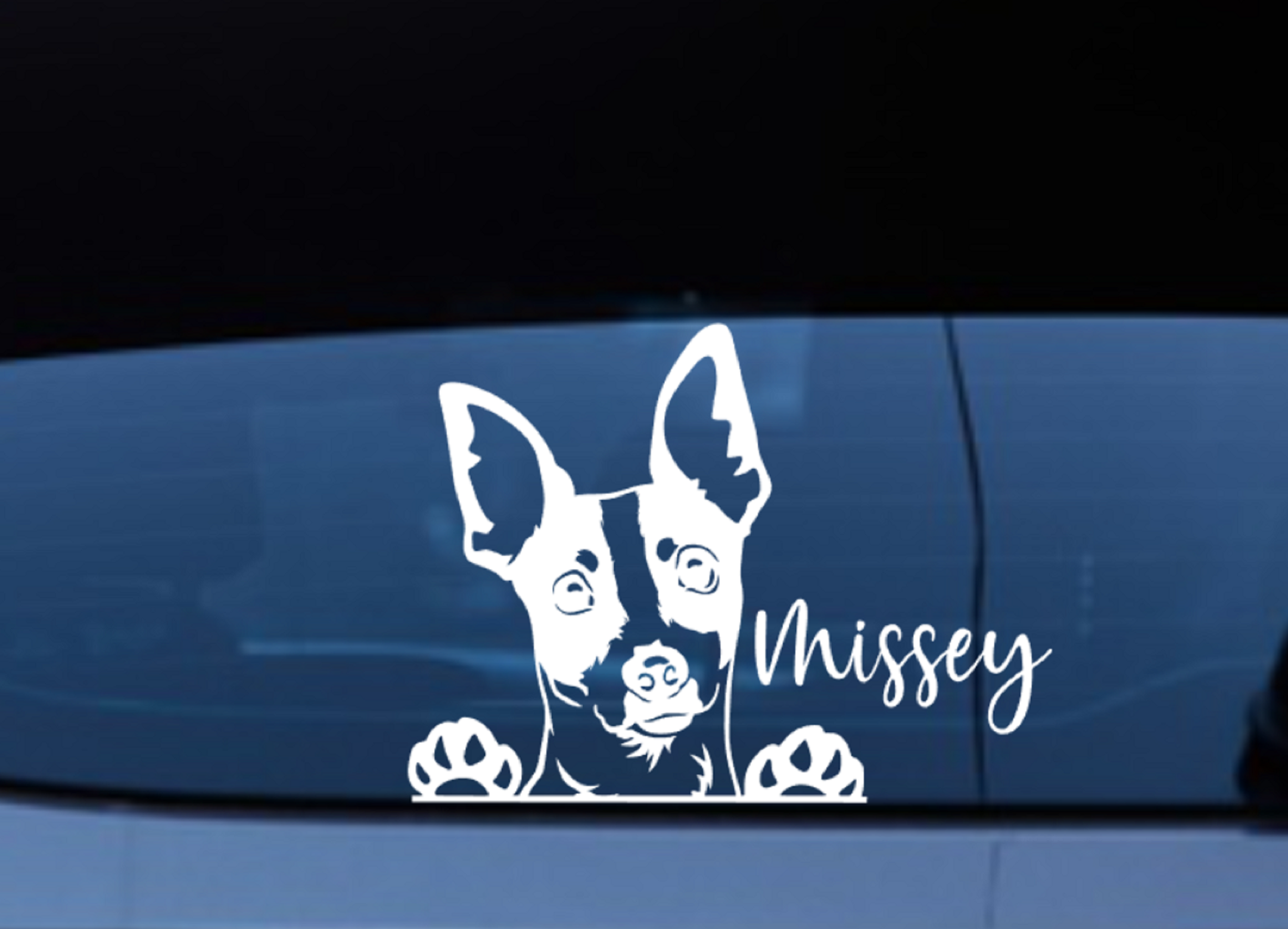 Mini Fox Terrier Peeking Car Decal Foxie Toy Terrier - My Crafty Dog