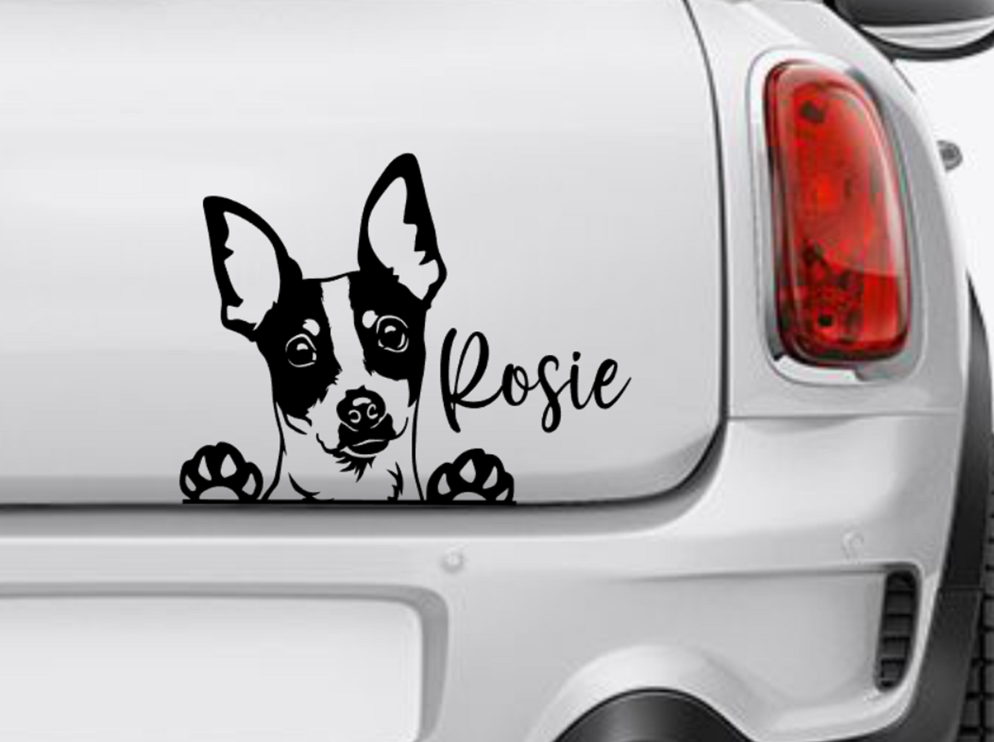 Mini Fox Terrier Peeking Car Decal Foxie Toy Terrier - My Crafty Dog
