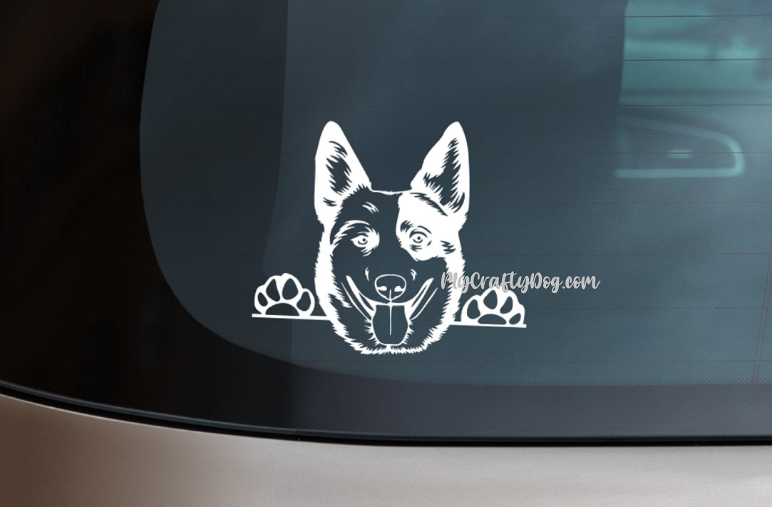 Peeking Australian Cattle Dog Heeler Car Sticker Decal - My Crafty Dog