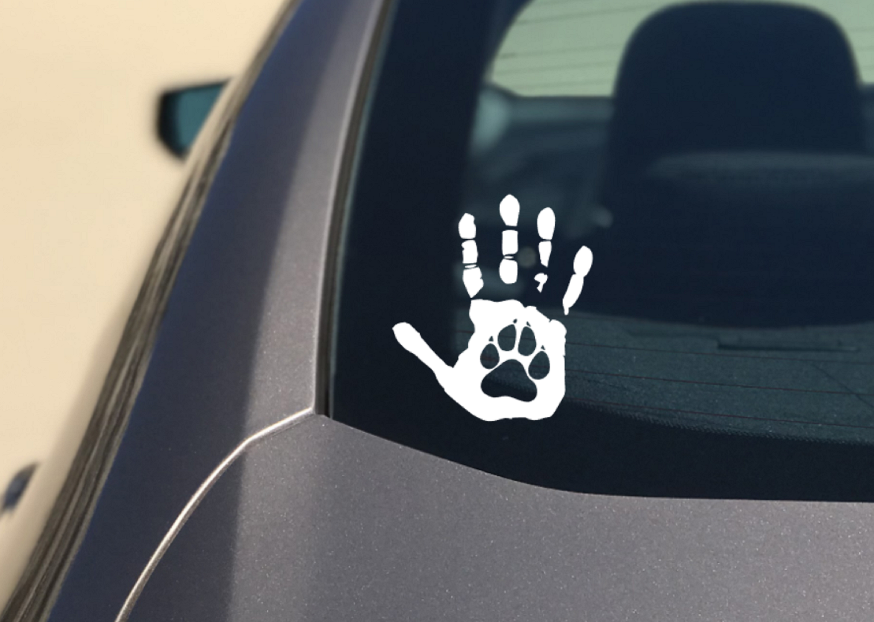 Hand and Paw Print Car Sticker - My Crafty Dog