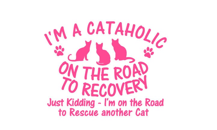 I'm a Cataholic on the Road to Recovery Car Sticker Cat Rescue - My Crafty Dog