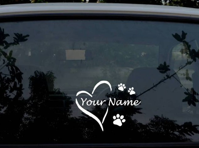 Personalised heart and paw Sticker - My Crafty Dog