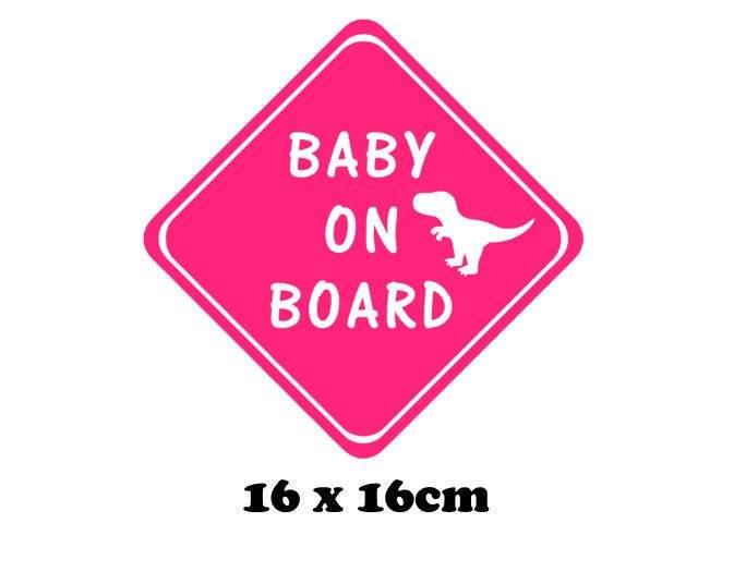 Baby on Board Car Decal / Vinyl Sticker with Dinosaur - My Crafty Dog