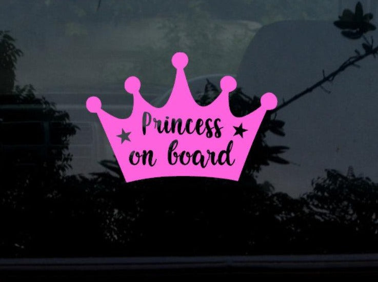 Princess on Board Car Decal / Vinyl Sticker. Fun Baby on Board Car Window Sticker - My Crafty Dog