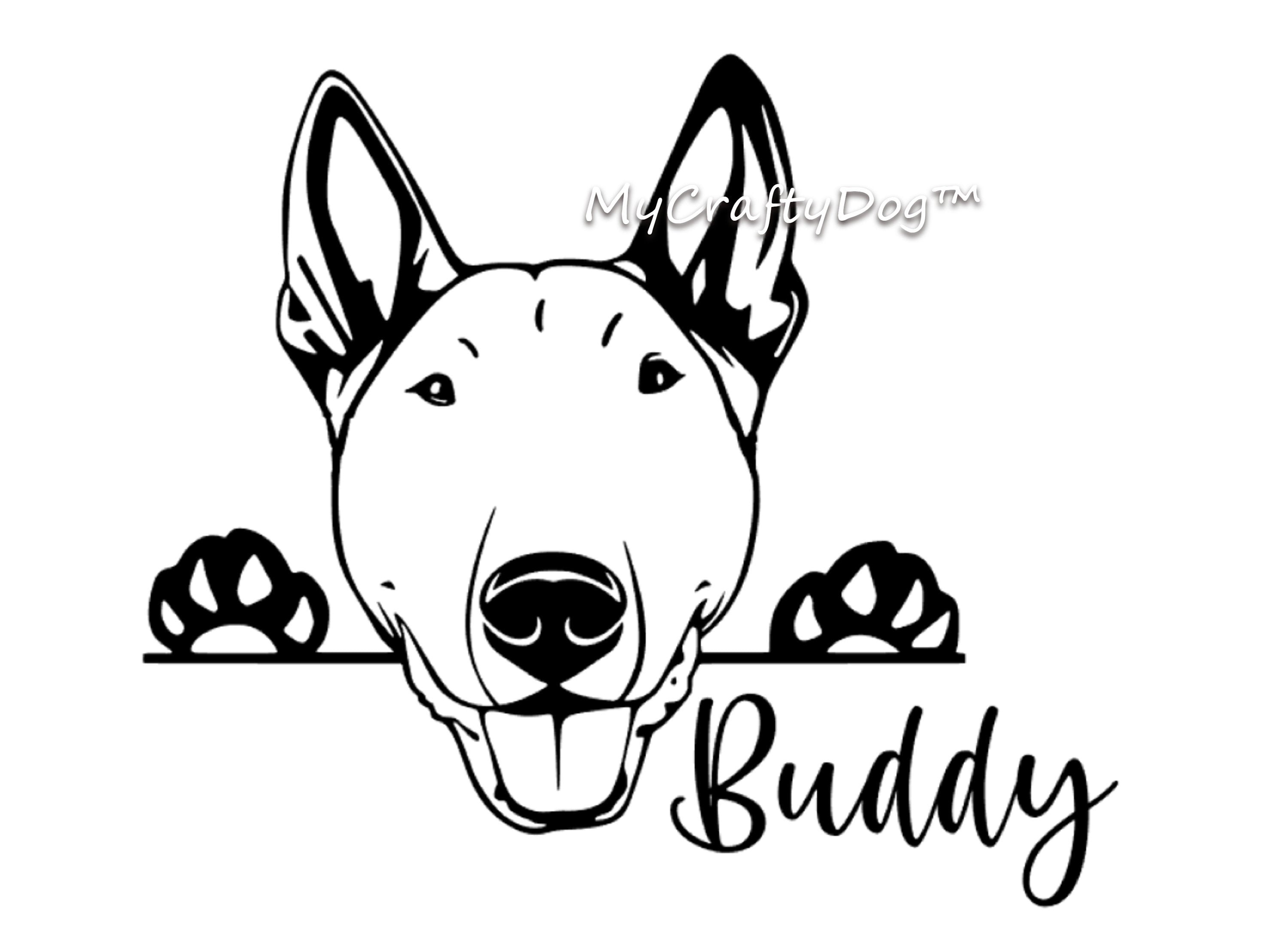 Peeking Bull Terrier Car Sticker - My Crafty Dog
