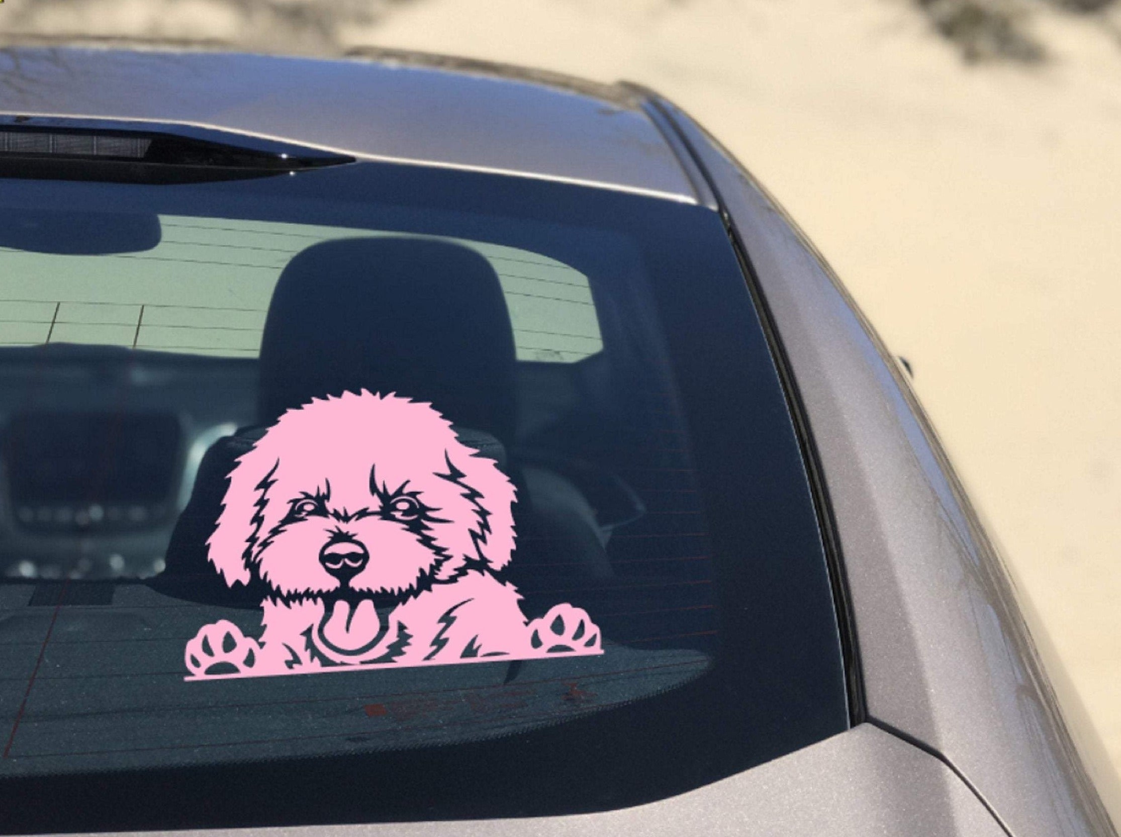 Peeking Cavoodle Car Sticker - My Crafty Dog