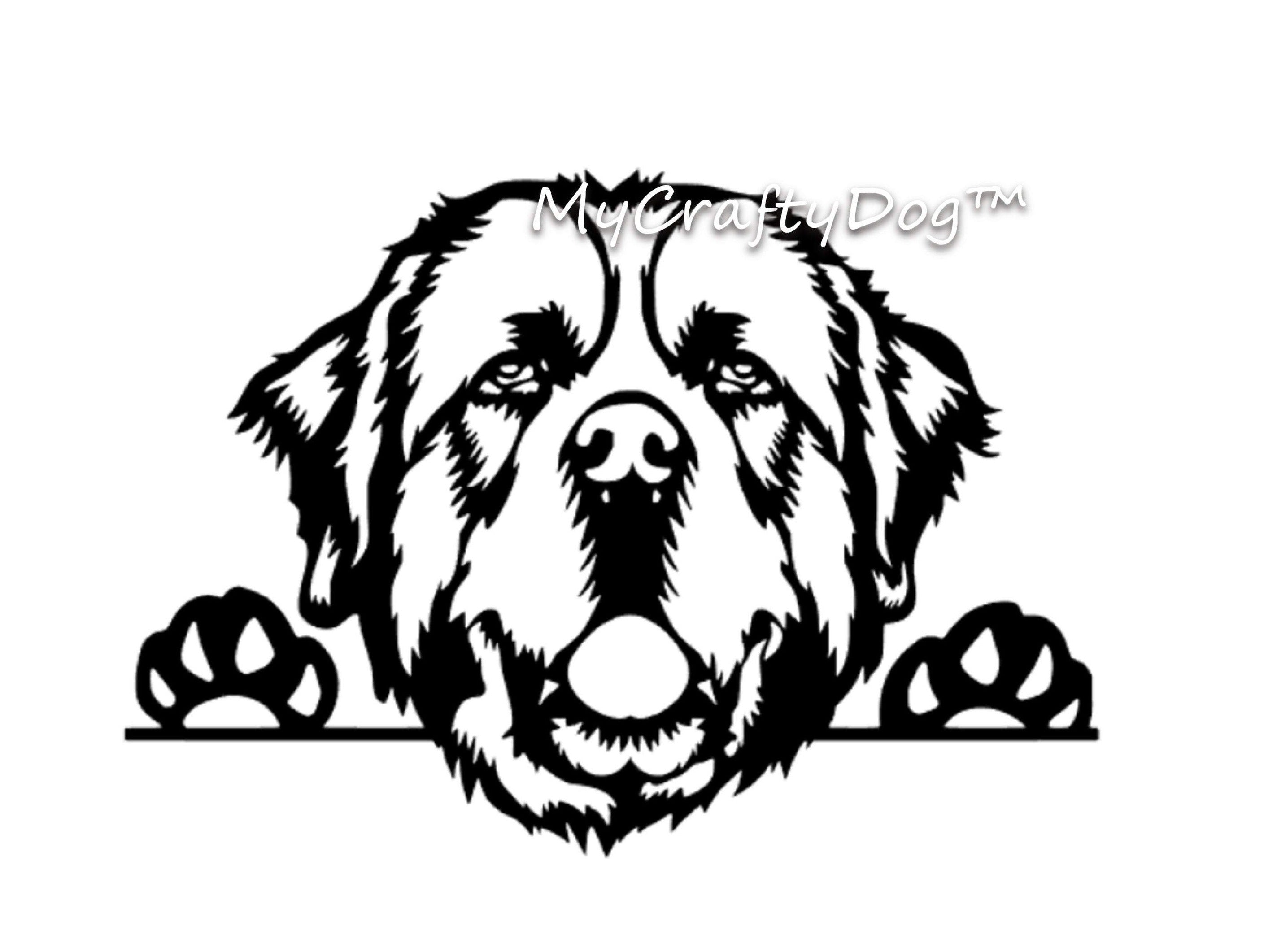 Peeking Saint Bernard Dog Car Sticker - My Crafty Dog