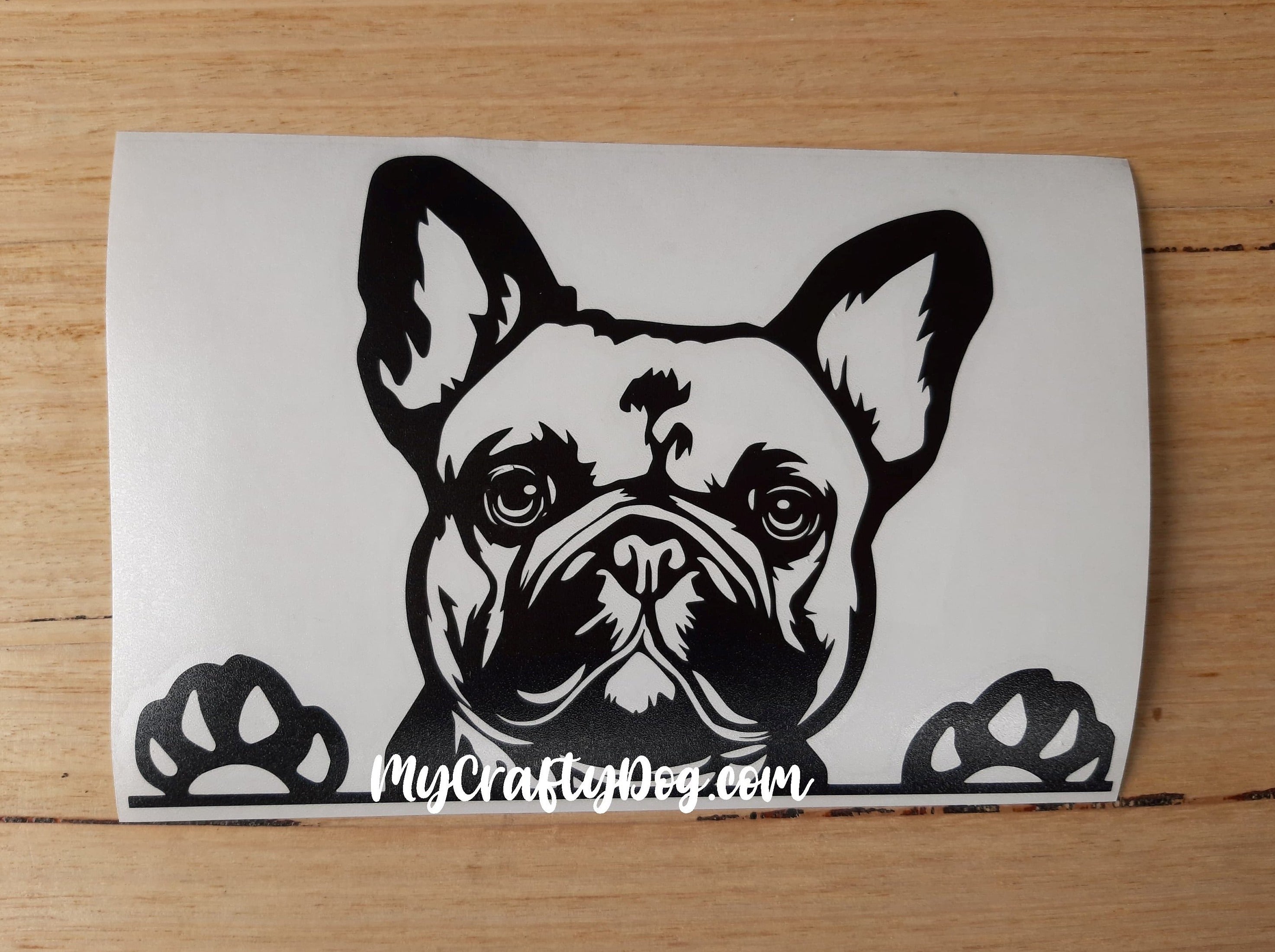 Peeking French Bulldog Car Sticker - My Crafty Dog