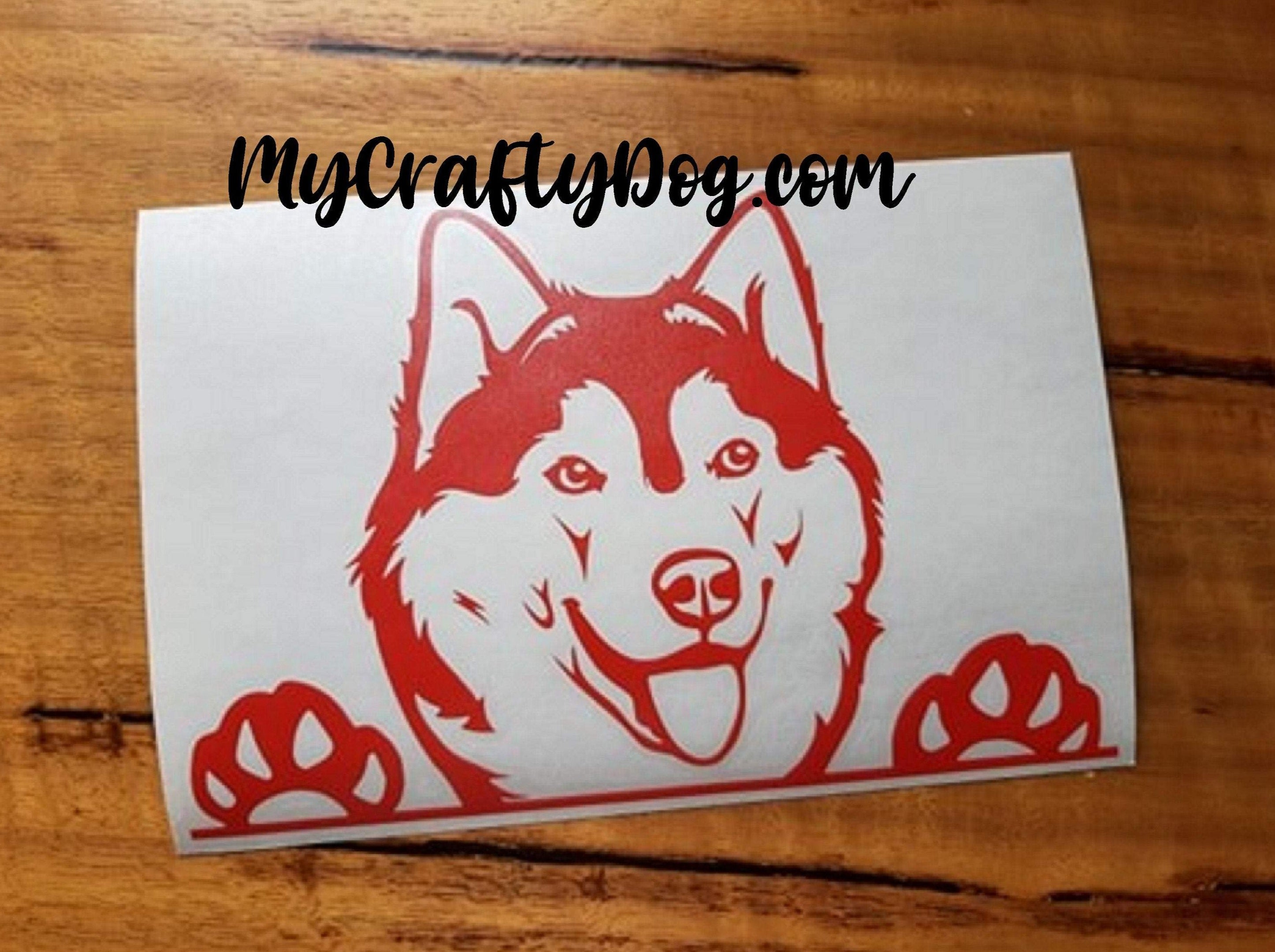 Peeking Husky Car Sticker - My Crafty Dog