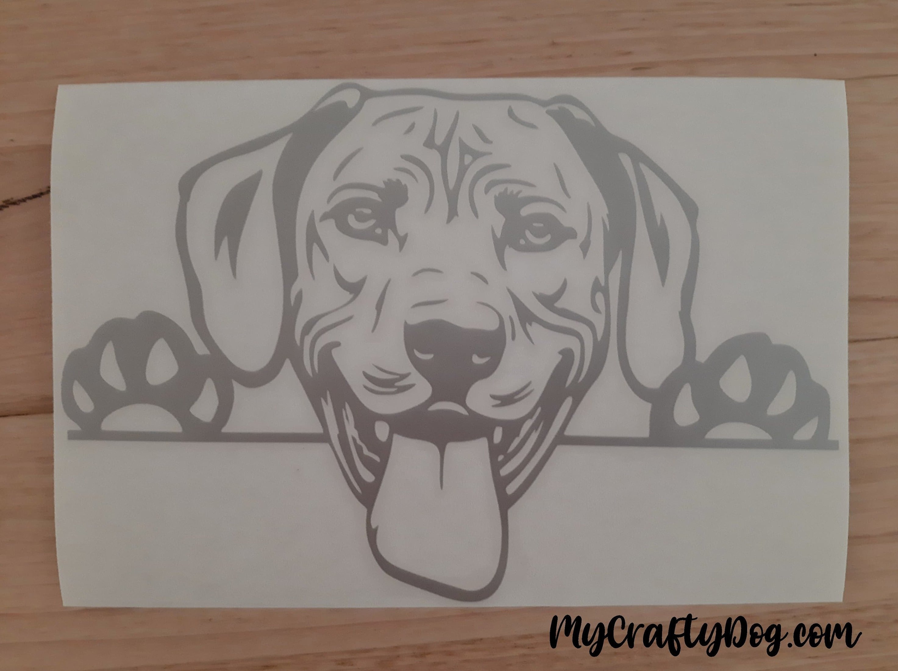Peeking Rhodesian Ridgeback Car Sticker - My Crafty Dog