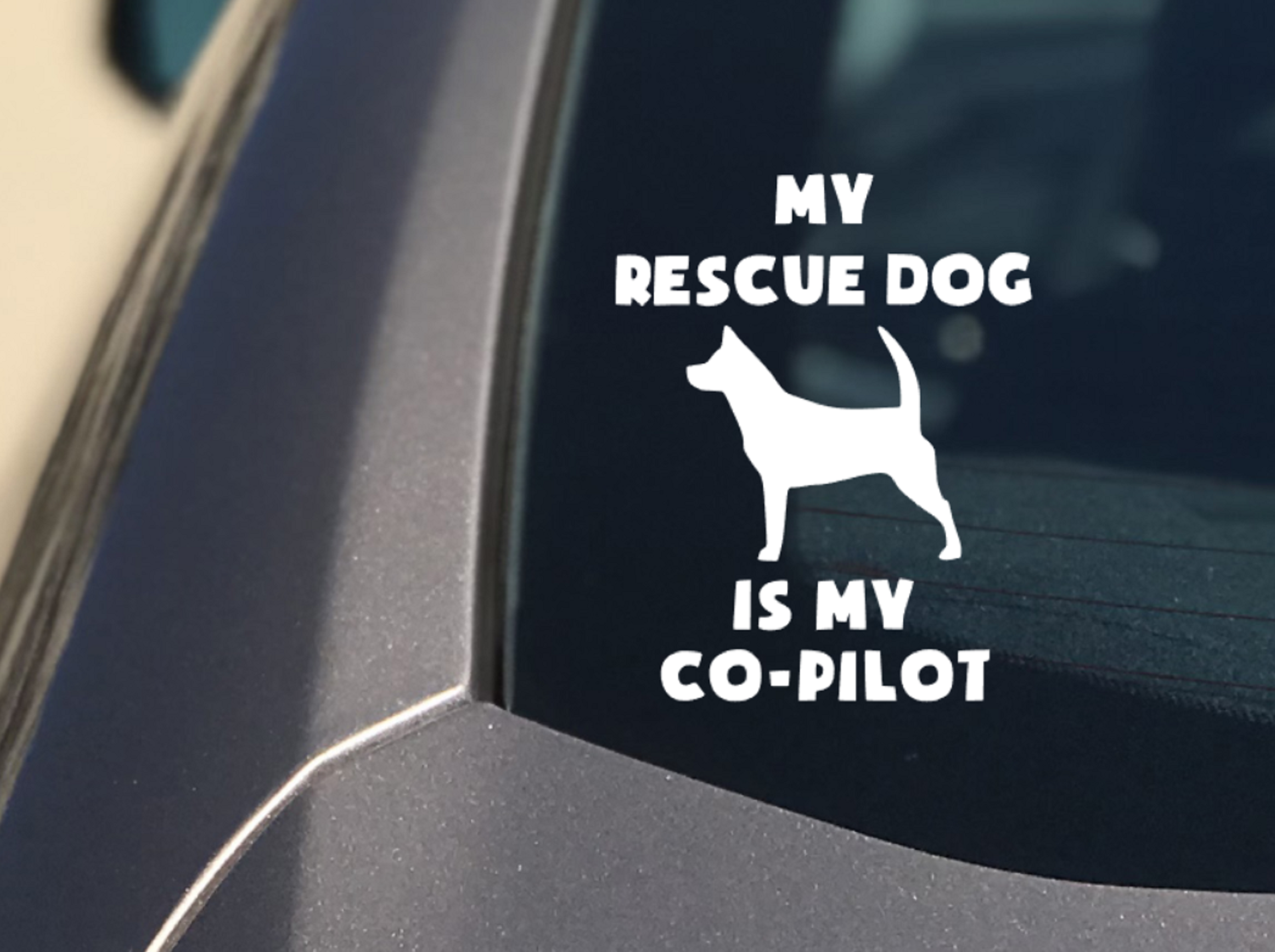 My Rescue Dog is My Co-Pilot Sticker - My Crafty Dog